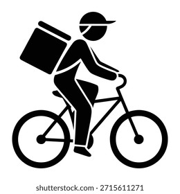 Ciclista entregando paquete entrega de bicicleta