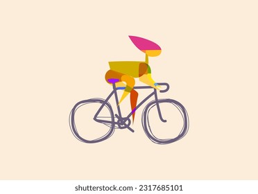 dibujo ciclista. ilustración vectorial de estilo abstracto