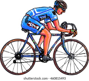 cyclist dressed in blue