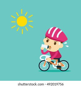 cyclist drink while cycling in hot weather