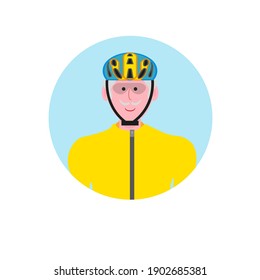 cyclist elderly man on white background