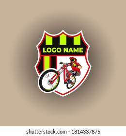 Cyclist emblem logo. Best for mountain bike community.