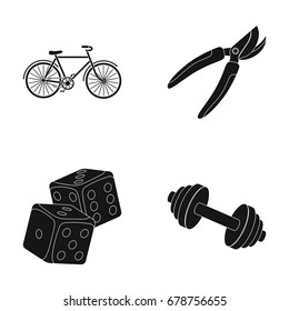 cyclist, fitness and other web icon in black style. casino, inventory icons in set collection.