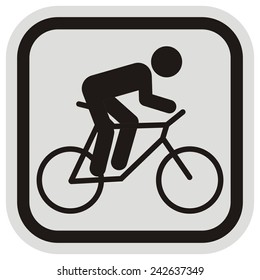 cyclist, frame, vector icon, gray background