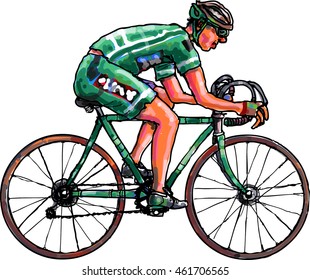 cyclist in green suit