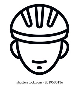 Cyclist with helmet icon. Outline Cyclist with helmet vector icon for web design isolated on white background