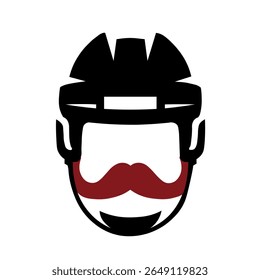 Capacete de ciclista e ícone de bigode. Design de Avatar de ciclista mínimo