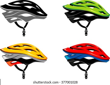 Cyclist Helmet Side View Set
