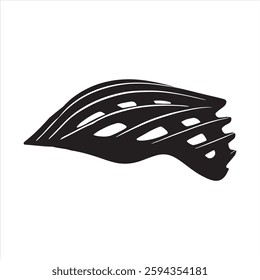 Cyclist helmet silhouette on white background
