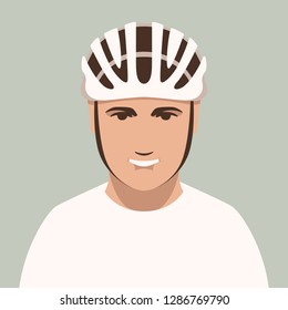 cyclist in a helmet, vector illustration , flat style , front  side