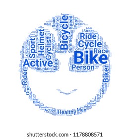 cyclist with helmet word cloud vector design creative concept. cyclist with helmet icon shape. Trendy vector word collection.
