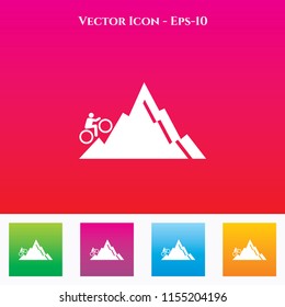 Cyclist Icon in Colored Square box. eps-10