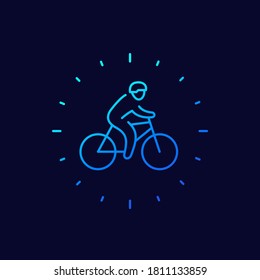 cyclist icon, line vector art