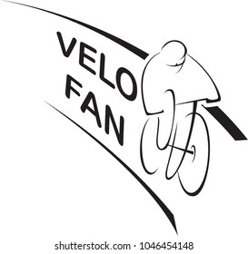Cyclist icon logo template with simple sportsman element illustration.
