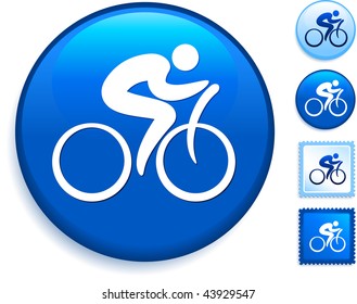 Cyclist Icon on Internet Button Original Vector Illustration