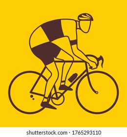 Cyclist icon on yellow background. Vector illustration.