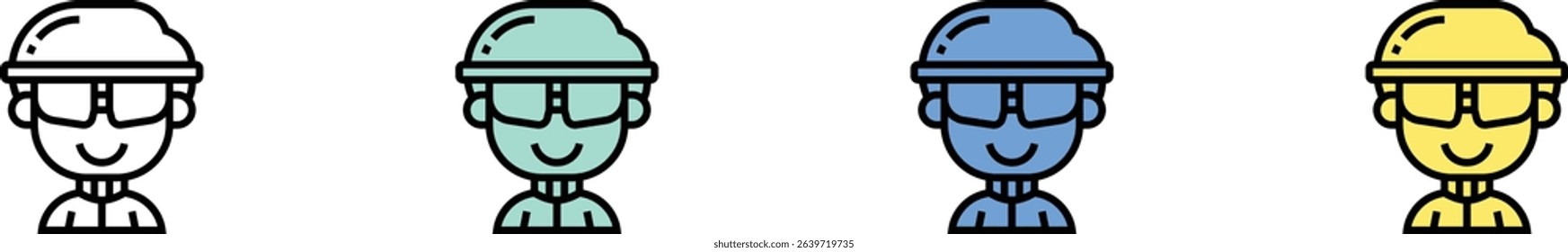 cyclist icon. Outline, Green, Blue and Yellow Style Design Isolated On White Background