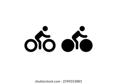 Cyclist icon in outline and solid styles Vector