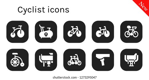  cyclist icon set. 10 filled cyclist icons. Simple modern icons about  - Bike, Saddle, Tandem