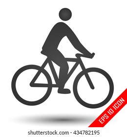 Cyclist icon. Simple flat logo of cyclist on white background. Silhouette of a cyclist. Vector illustration.