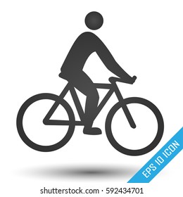 Cyclist icon. Simple flat logo of cyclist on white background. Vector illustration.