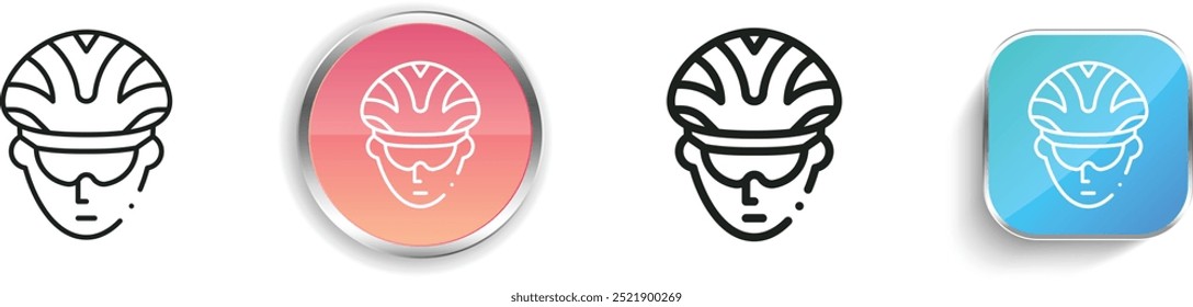 ícone do ciclista. Design fino, linear, regular e estilo botão isolado no fundo branco