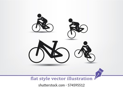 Cyclist icon vector illustration eps10. Isolated badge for website or app - stock infographics.
