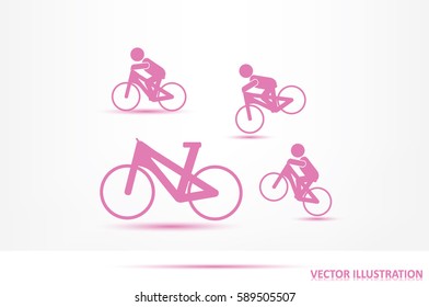 Cyclist icon vector illustration eps10. Isolated badge for website or app - stock infographics
