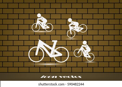 Cyclist icon vector illustration eps10. Isolated badge for website or app - stock infographics.
