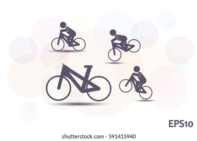 Cyclist icon vector illustration eps10. Isolated badge for website or app - stock infographics