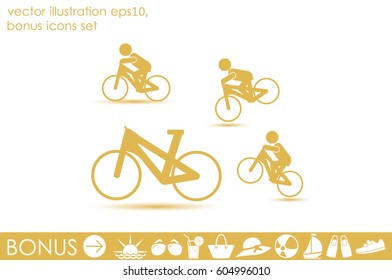 Cyclist icon vector illustration eps10. Isolated badge for website or app - stock infographics