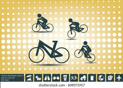 Cyclist icon vector illustration eps10. Isolated badge for website or app - stock infographics
