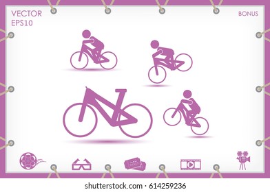 Cyclist icon vector illustration eps10. Isolated badge for website or app - stock infographics
