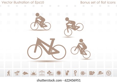Cyclist icon vector illustration eps10. Isolated badge for website or app - stock infographics
