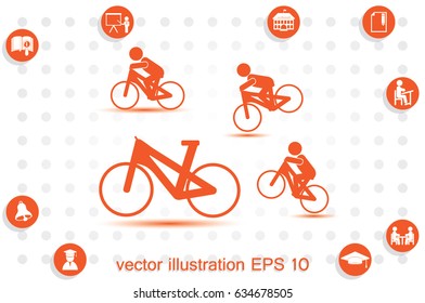 Cyclist icon vector illustration eps10. Isolated badge for website or app - stock infographics