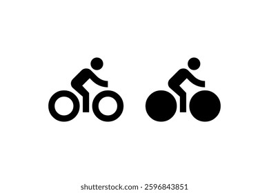 Cyclist icons in outline and solid style Vector