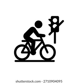 Ciclista ignorando ícone de semáforo isolado em plano de fundo branco