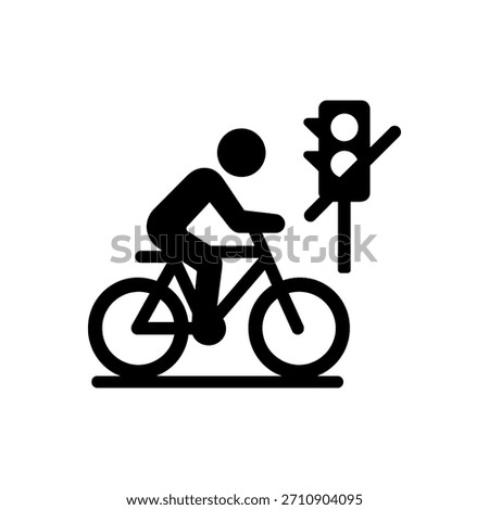 Cyclist Ignoring Traffic Light Icon Isolated On White Background