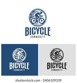 Cyclist illustration emblem logo suitable for the logo of a community of bicycle lovers