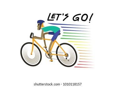 cyclist illustration. sporty man. healthy man. eco transportation. 