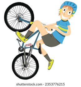 Radfahrer springen. Bmx-Sprung. Vektorgrafik.
