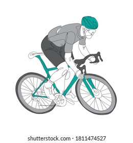 cyclist line drawing vector bike riding