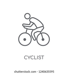 Cyclist linear icon. Modern outline Cyclist logo concept on white background from camping collection. Suitable for use on web apps, mobile apps and print media.