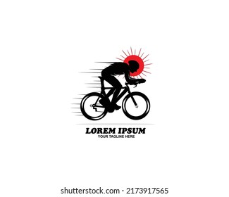 Cyclist logo silhouette design vector