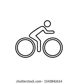 Cyclist logo template. Bicycle line art vector design. Bike cyclist logotype. Vector black icon on white background.