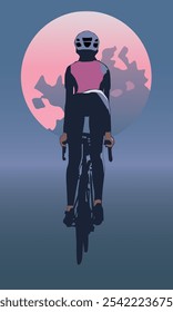 Ciclista ao luar. Ilustração vetorial. Eps 10 para seus esportes e projetos de caminho de vida.