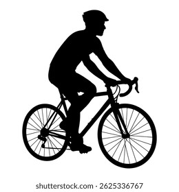 Ciclista em Movimento Silhueta Negra. vetor. Ideal para uso como tatuagem, ícone, web design gráfico e conceitos infográficos."
