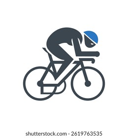 Ícone De Ciclista Em Movimento Isolado No Plano De Fundo Branco