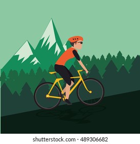 cyclist with mountain background image