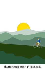 cyclist and mountains in vector image